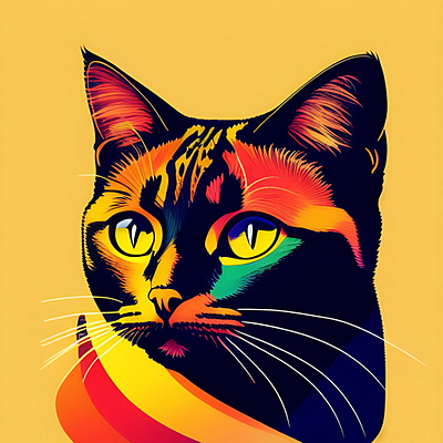 Vibrant colors Cat animal animation cat desing illustration vibrant