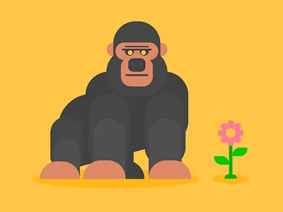 The Gorilla and the flower character design digital art flat design geometric graphic design illustration 2d kitlitillustration minimal art print vector art