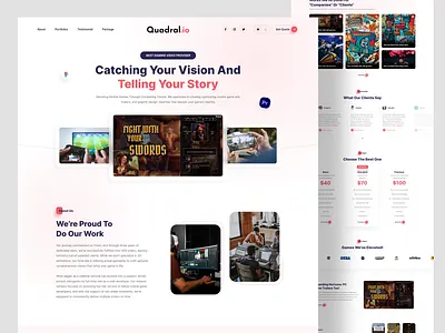 Landing page design for Gaming video maker company 3d app branding clean colorful design dribbble flat graphic graphic design graphics landingpage minimal trendy typography ui ux web webdesign website