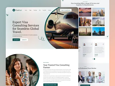 Immigration and Visa Consulting Landing Page agency agency website consultant consulting consulting agency corporate design fleexstudio gradient homepage illustration immigration landing page minimal ui uiux visa visa consulting web design website