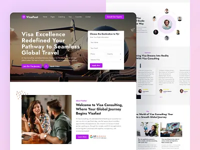 Visa & Immigration Consulting Website agency consultant consulting website design fleexstudio gradient homepage immigration landing page minimal tour travel travel agency ui uiux visa visa agency web design