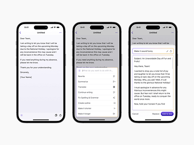 AI Writing iOS App Design ai ai assistance ai writing app design ios app ios design minimalist mobile app design modern purple simple writing