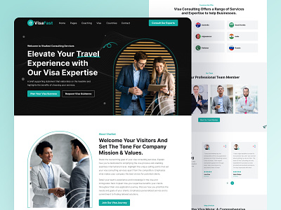Immigration and Visa Consulting Landing Page agency consultant consulting fleexstudio gradient homepage illustration immigration immigration visa landing page minimal student visa travel agency ui uiux visa visa agency visa consulting web design