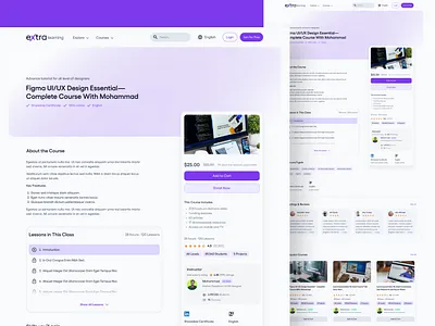 Extra Learning — online learning platform design concept educational elearning platform figma graphic design landing page learning platform minimul design online online learning online learning website ui uiux