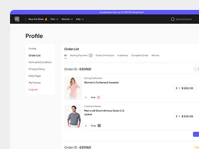 OOTD Kit - Check Out check out clothing e commerce ecommerce fashion fashion landing online shopping order list payment shopping shopping app wear web design website