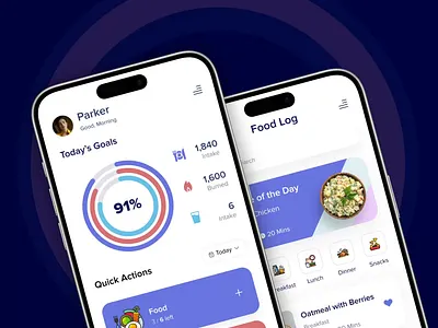 CalorieMate: Food & Fitness Tracking Mobile UI application food health health tracker mobile app ui uiux ux