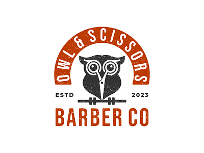 owl & scissors barbershop brand branding design graphic design illustration logo logodesign logodesigns owl ui vector