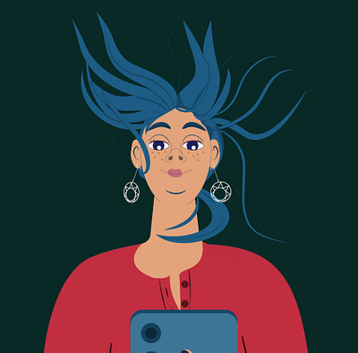 Girl with phone character girl illustration