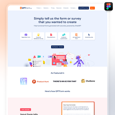 GPTForm.ai Landing Page Design figma landingpage design ui ui design