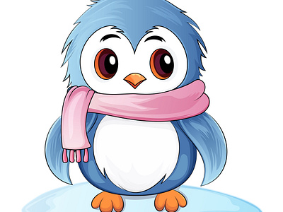 A cute little penguin waddles through a snowy landscape. ice cube illustration mascot penguin vector winter