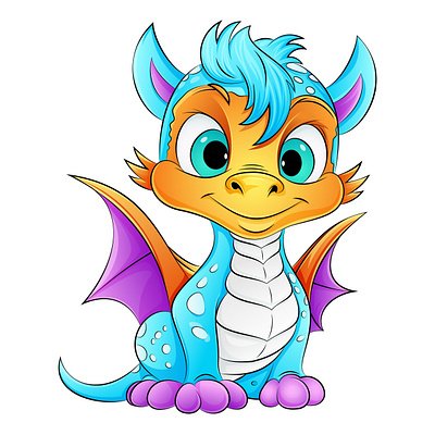 Coloring page for kids cute dragon-with color coloring book coloring page cute dragon illustration kids vector