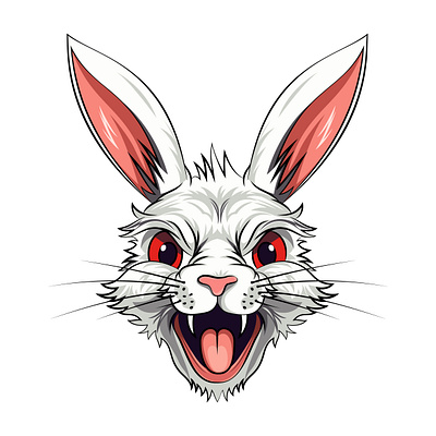 Face of Angry Bunny vector illustration angry bunny face illustration rabbit vector