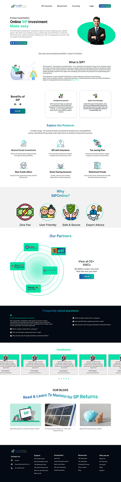 Redesigned SIP Investment Website Landing Page branding graphic design illustration landing page ui