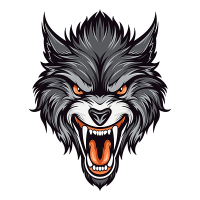 Wolf Head Vector illustration animal head illustration mascot sharp teeth vector wolf head wolf mascot