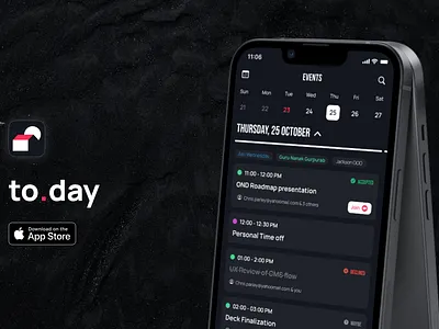 to.day iOS app meetings screen calender design events gradient graphic illustration ios ios15 logo meeting task todo ui