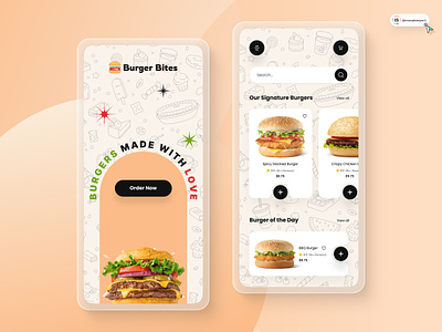 Burger App Design 3d animation art branding digitaldesign ecommerce flatdesign food graphic design illustration innovationsync logo mobile motion graphics nft product design shopify typography ui webdesign