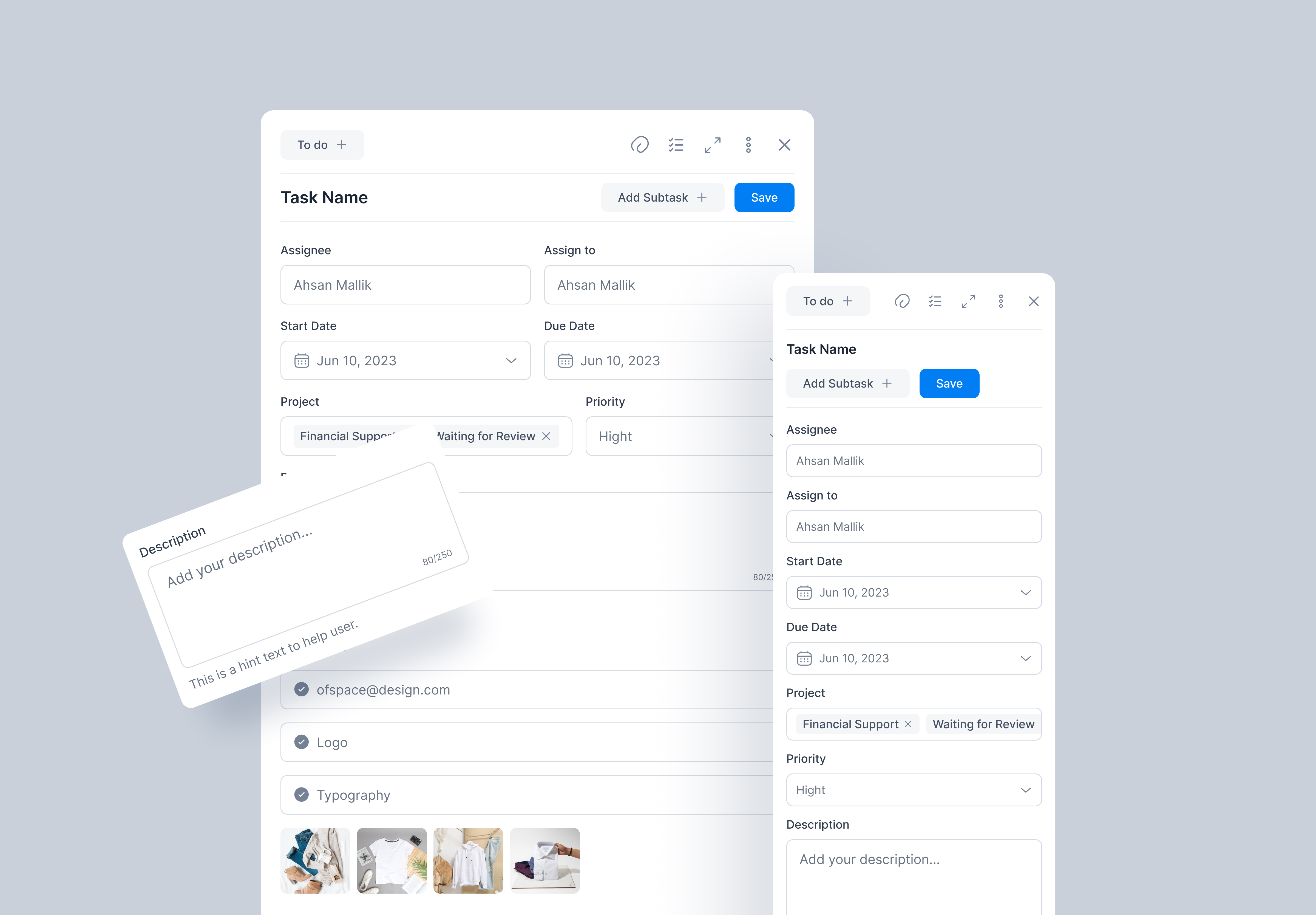 Create Task | Space Design System business checkbox create dashboard design dropdown field form icons input ofspace product product design saas text field ui user experience user interface ux