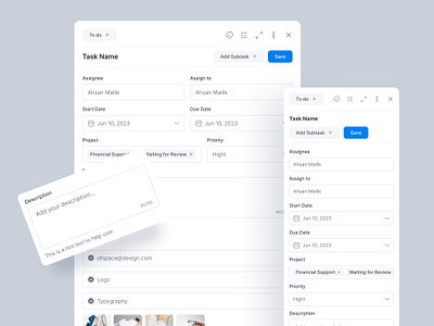 Create Task | Space Design System business checkbox create dashboard design dropdown field form icons input ofspace product product design saas text field ui user experience user interface ux