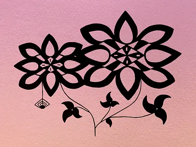 Time florals flower hand drawn illustration monochrome spider time