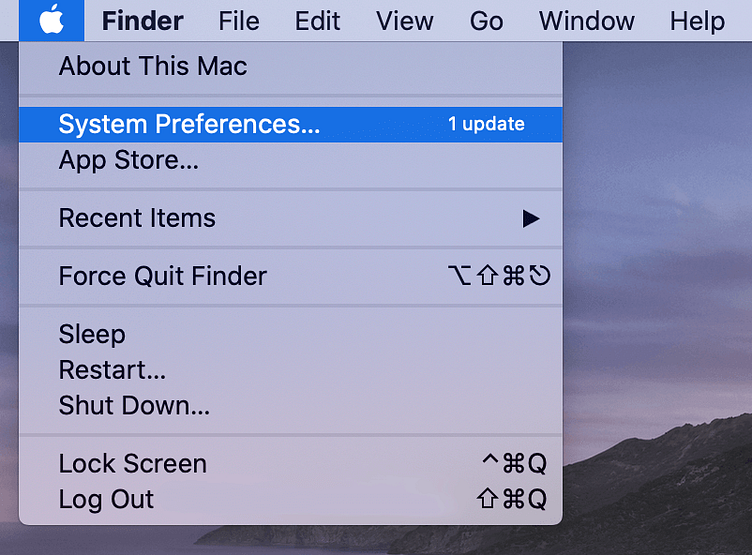 click on System Preferences option from the Apple menu