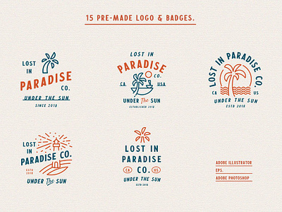 Summer Branding Kit badges beach logo brand branding coconut tree design graphic design identity illustration logo logo design ocean pattern print retro summer vector vintage
