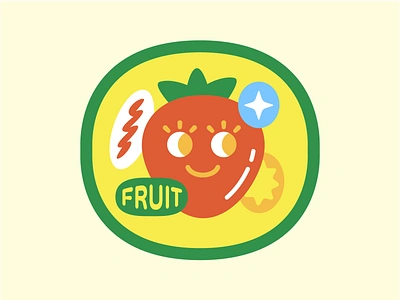 Sparkling Fruit Patch apparel badge branding character clothing colorful cute design embroidered fruit graphic design icon illustration logo patch star sticker stickers strawberry vector