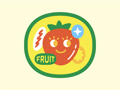 Sparkling Fruit Patch apparel badge branding character clothing colorful cute design embroidered fruit graphic design icon illustration logo patch star sticker stickers strawberry vector