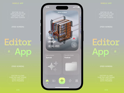 Editor App 3d app creative design mobile motion ui ux