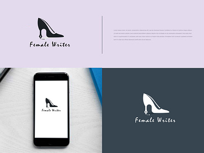 Female writer logo. Shoe pen logo design app apps logo branding design female gradient logo graphic design illustration logo logo design logo maker pen shoe ui writer