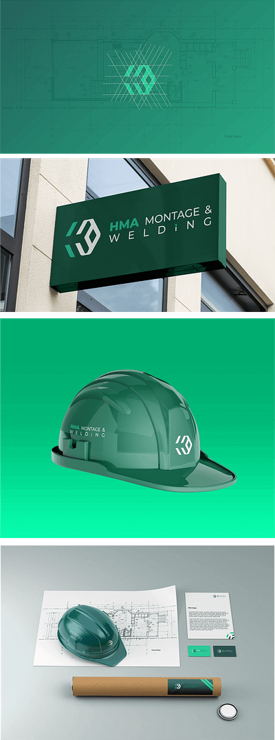 HMA Montage & Welding, Slovenia branding business company green identity logo montage professional welder