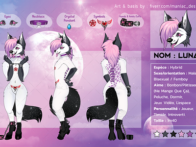 Furry Fursona Ref Sheet Commission for Luna commissionart commissionsopen digitalartwork fiverfurs foxfurry furry furryart furryartist furryfandom furryfriends fursona fursonart general furry art hybridfursona maniac designz wolffurry