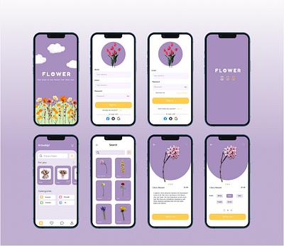 Flower app flower graphic design purple ui