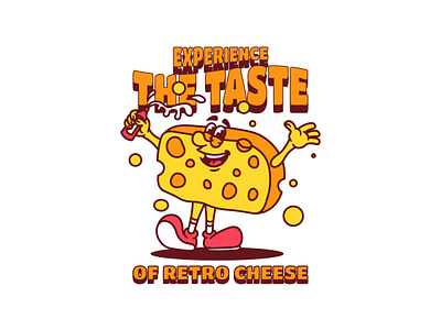 Cheese 60s 70s brand brand identity branding cartoon character cheese classic graphic design illustration logo mascot merchandise retro summer t shirt vector vintage