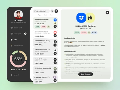Job Finder Portal Website Design dashboard design interface job portal profile resume ui ux vacancy web website work