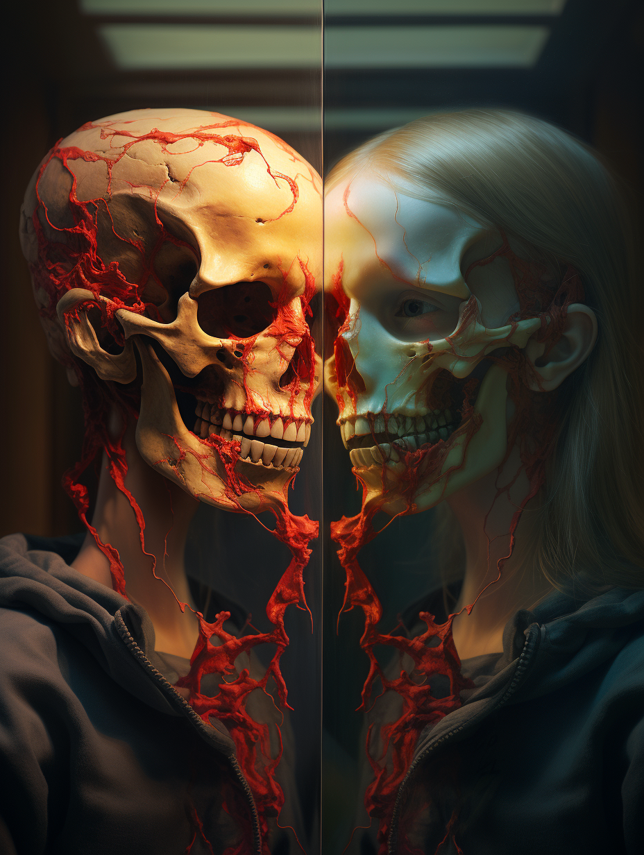 Skeletal Reflections art direction concept art illustration mirror skeletons