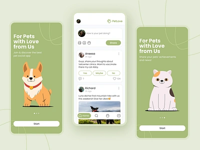 Social App for Pet Owners | Pet health app branding concept dailyui dailyuichallenge design digital illustration illustration inspiration logo mobile mobile app pet pet health pet owner social app ui ux visual design website