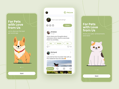 Social App for Pet Owners | Pet health app branding concept dailyui dailyuichallenge design digital illustration illustration inspiration logo mobile mobile app pet pet health pet owner social app ui ux visual design website