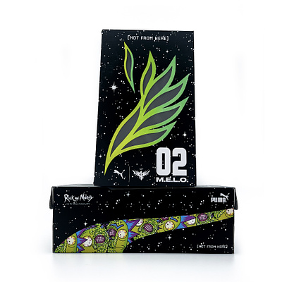 LAMELO MB.02 x PUMA Shoebox - Rick and Morty basketball basketball shoes box design fashion graphic design lamelo mb.02 mb02 melo packaging packaging design puma puma hoops puma shoes rick and morty shoebox shoes sneakers