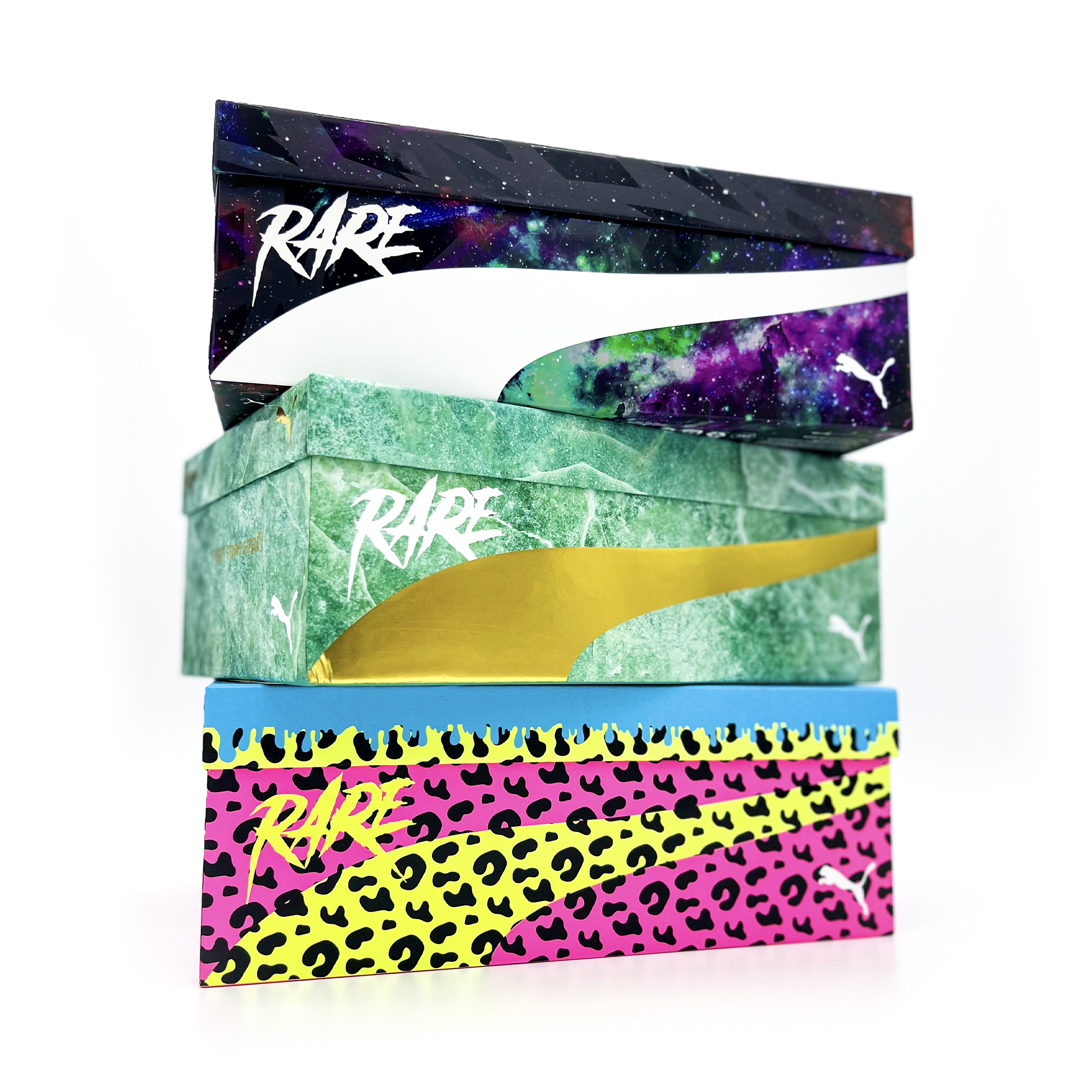 LAMELO MB.02 x PUMA Shoeboxes basketball bpx brand branding graphic design jade lamelo logo mb.02 mb02 melo packaging packaging design puma puma hoops rare shoebox shoeboxes