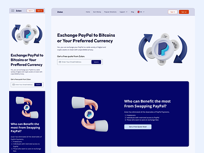 Zulan Exchange: A Sleek PayPal Integration Landing Page advcash bitcoin clean crypto cryptocurrency design design system material design minimal online exchange paypal perfect money responsive ui uiux ux