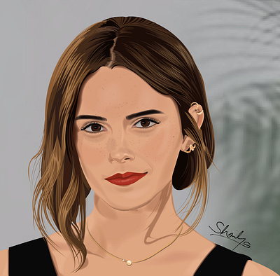 Emma Watson - Digital Portrait Illustration Realistic Art adobe art digital art face graphic design hair illustration illustrator portrait