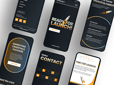 Rocket Agency - Website Design Responsive agency business corporative dark gradient mobile neobrutalism orange responsive rocket typography ui ux