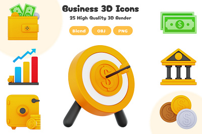 Business & Finance 3D Icon Set 3d 3d artwork 3d icon 3d modeling app blender blender 3d business design envato finance graphic design icon iconscout illustration ui uiux