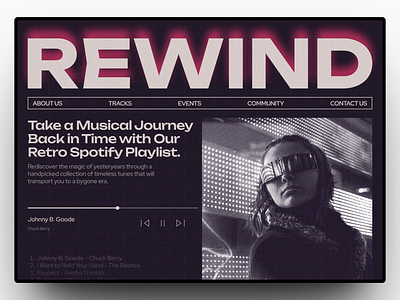Rewind - Retro Playlist Website branding design graphic design illustration landing page playlist retro saas ui vaporwave web design website