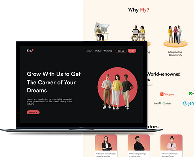 Fly - Landing Page 3d app bootcamp web dark design dribbble home page illustration landing menu landing page menu minimalism minimalist online class typography web web apps