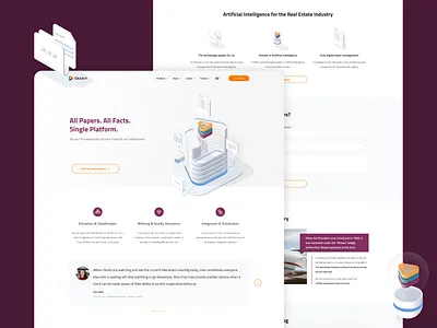 Real Estate AI Platform Landing 3d building comment connections data documents folder hero image icon idea illustration info isometric landing real estate ux uxdesign vector vehicle webdesign