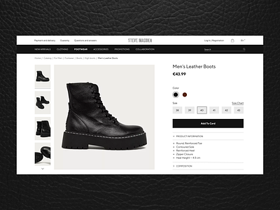 Ecommerce Product Card for Steve Madden shop branding business card cloth design ecommerce figma minimalism product product page shop ui ux webdesign website