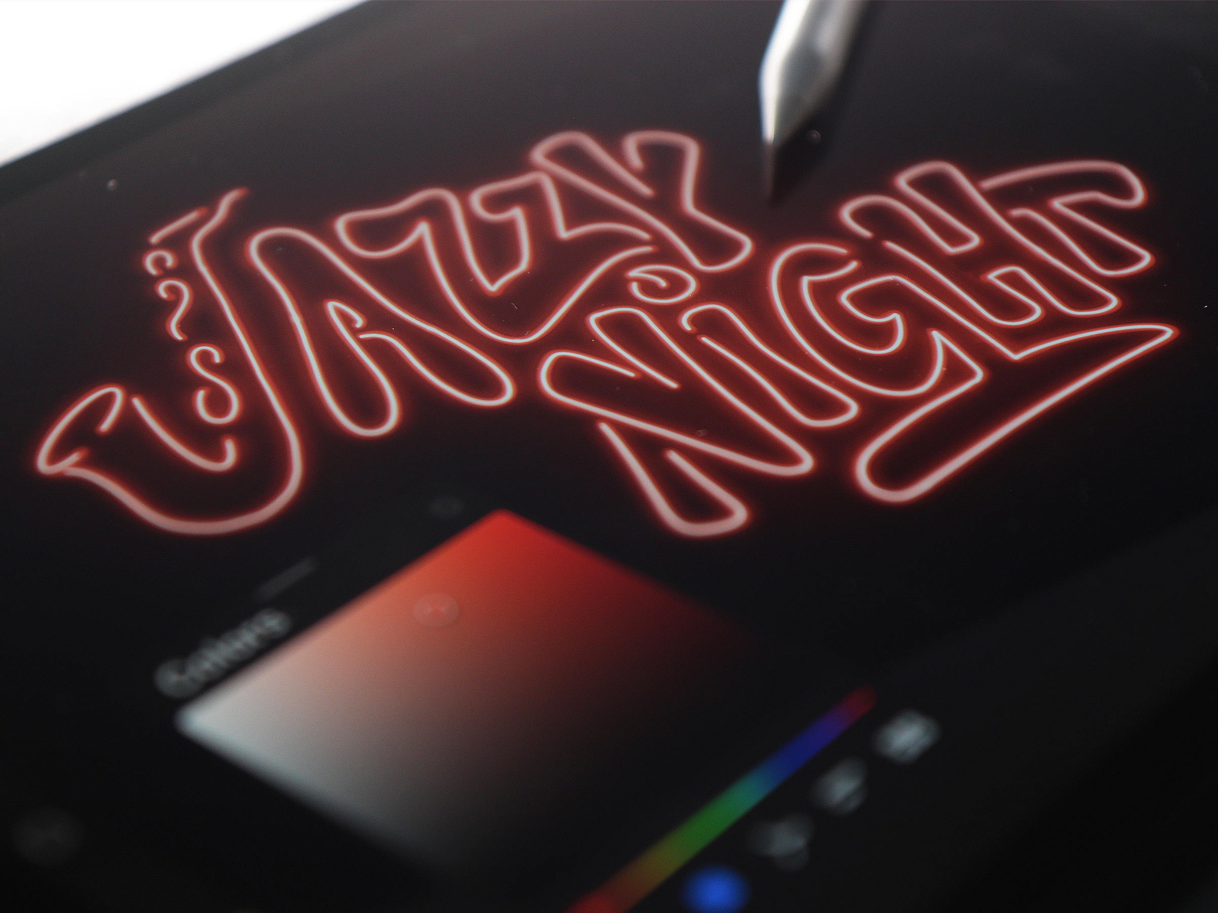 Jazzy Night – neon lettering for a poster ipad jazz lettering neon procreate typography