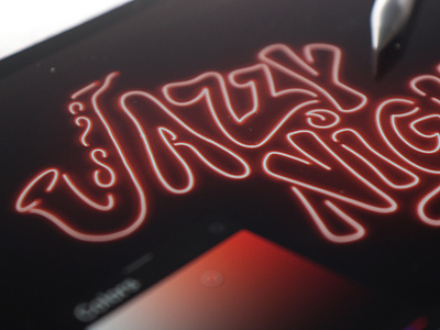 Jazzy Night – neon lettering for a poster ipad jazz lettering neon procreate typography