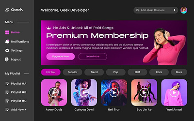 🎙️Music Streaming Dashboard🎶 branding design graphic design illustration logo ui ux vector